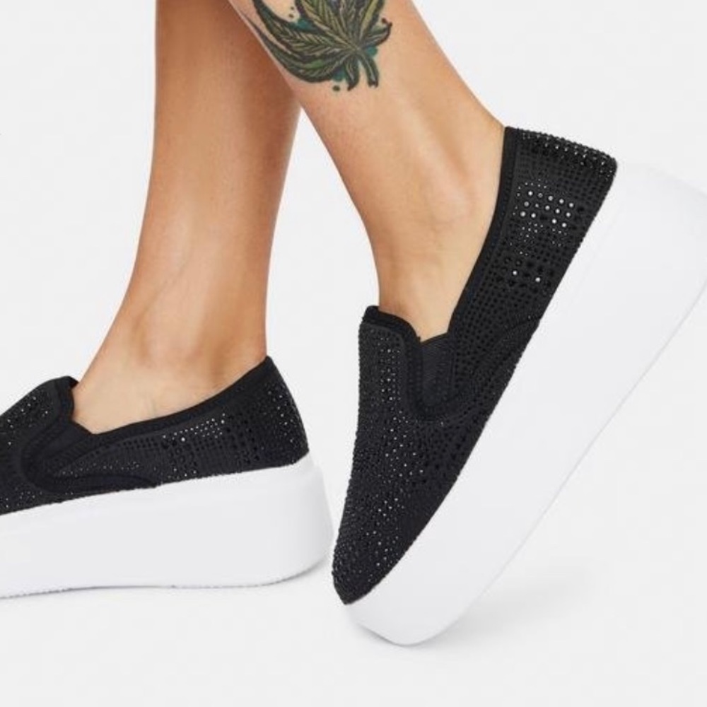 Rhinestone Platform Slip On Sneaker